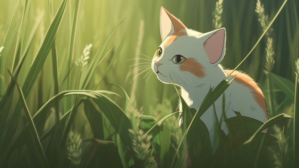 bakayaro8234 Cat. Grass. Mouse. Playing. Hayao Miyazaki style db8b948d 49e2 4de7 ab99 6370323d390e 1