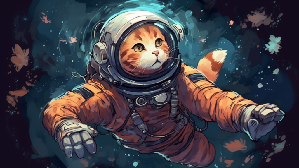 bakayaro8234 Cat. Anthropomorphism. Space suit. Floating. Starr 5cf7b279 a9ee 4699 a203 608c11312228