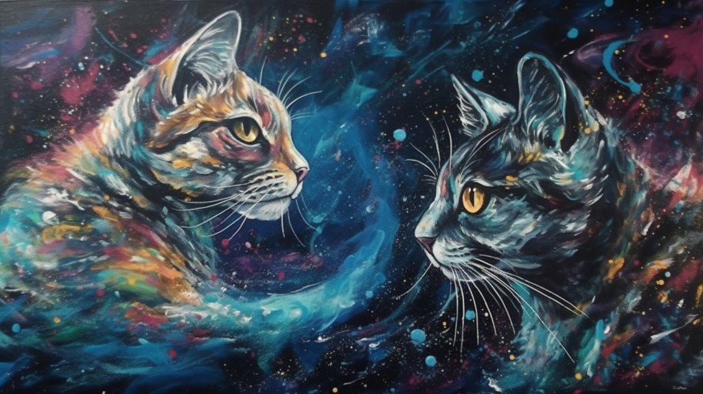 bakayaro8234 Cats travel through a surreal dark background with 69a5277b a1df 4f25 869c e8243106c78d1