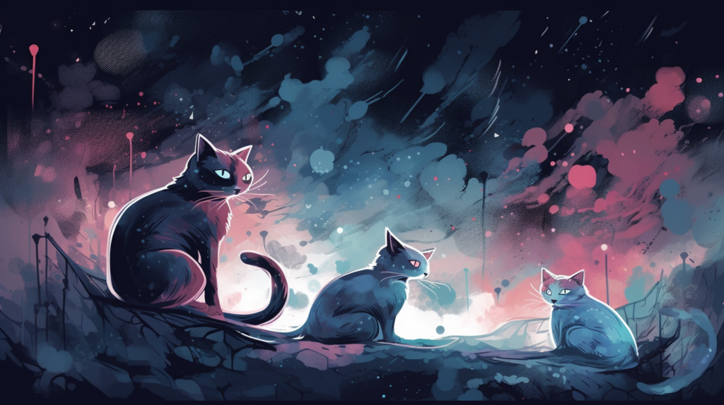 bakayaro8234 Cats travel through a surreal dark background with 7210fd91 393a 4a93 a6a6 c3c8f665e18e 1