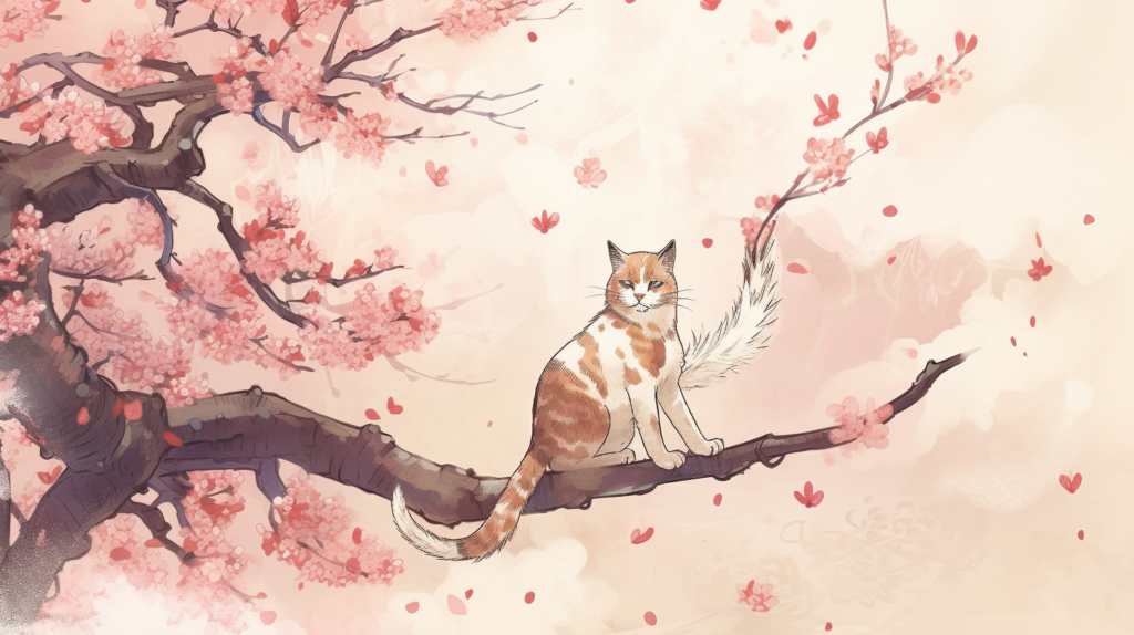 bakayaro8234 Japanese cat. sketch. Cherry blossoms are flying 51a0d74b f211 4610 a4e8 8403ab91b915 1