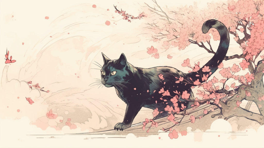 bakayaro8234 Japanese cat. sketch. Cherry blossoms are flying 55042d8d 700a 4357 bf83 555525bf7f40