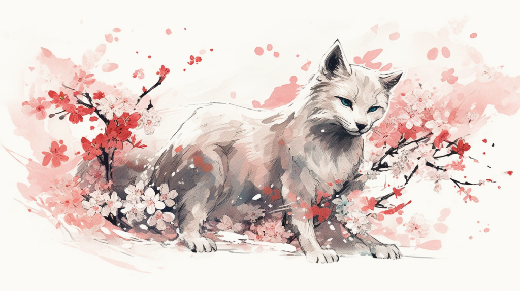 bakayaro8234 Japanese cat. sketch. Cherry blossoms are flying 6855b2e1 1ca2 4ea0 bf21 2b0171cca474