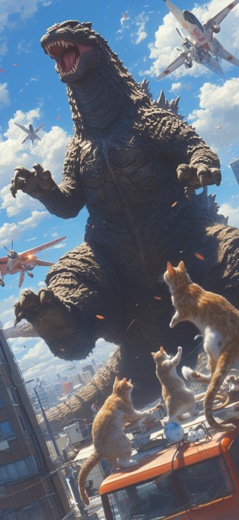 bakayaro8234 Japanese Godzilla vs. Cats Japanese style. Realist c01d74f9 2183 4b7d b127 bb3305e53786