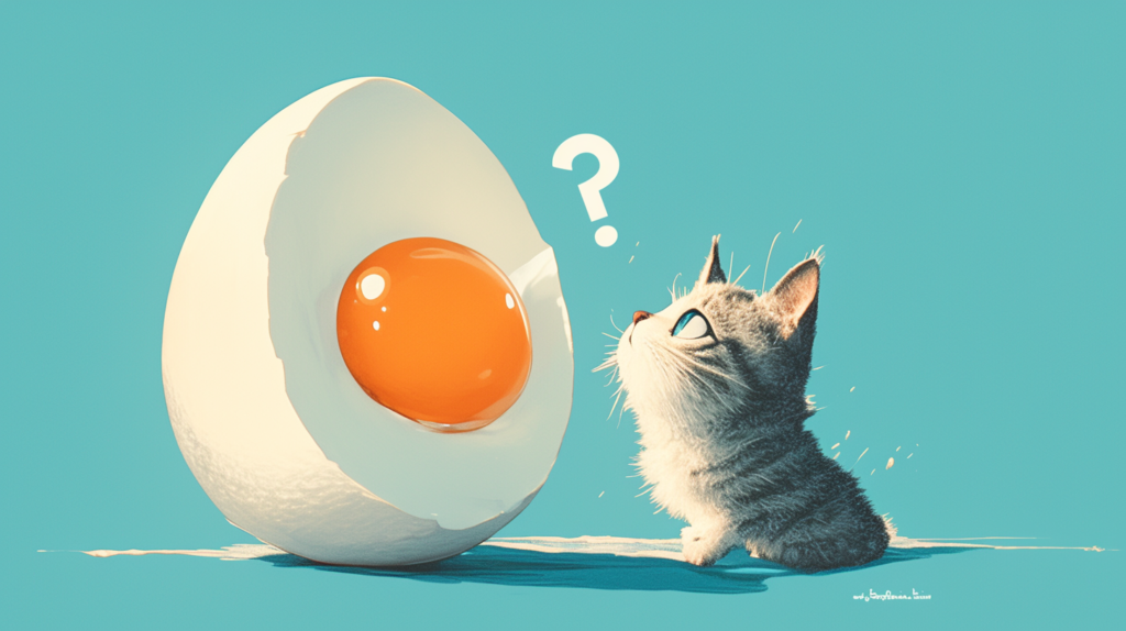 bakayaro8234 A cat looks at a boiled egg curiously 1adc991a a31e 4aa3 8d3b 56a5b3129b84 2