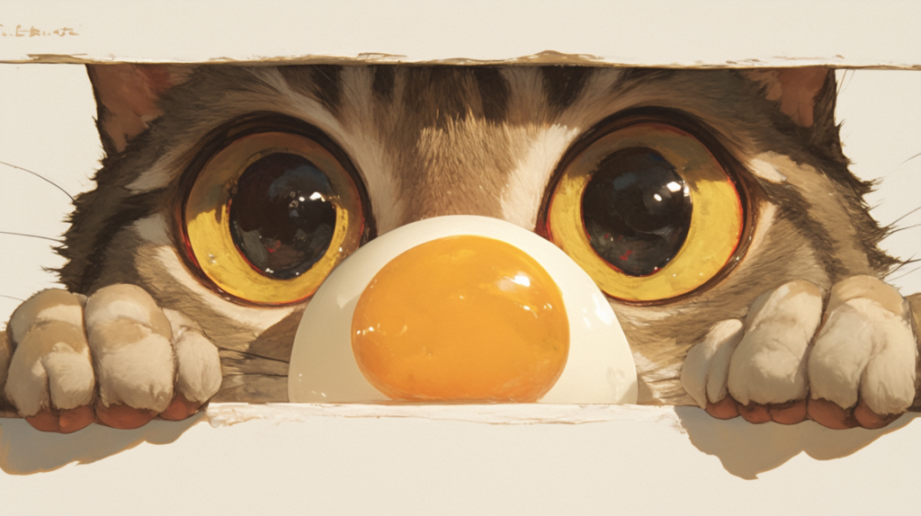 bakayaro8234 A cat looks at a boiled egg curiously 3cf78380 11f1 4979 b67d d67ea3233e32