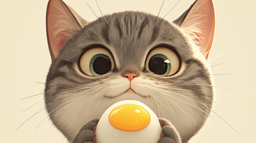 bakayaro8234 A cat looks at a boiled egg curiously fc1a4398 e207 49b9 85f1 1592c5bcc652