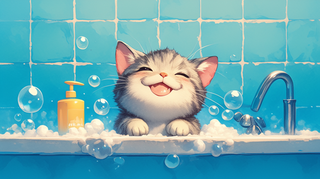 bakayaro8234 cat bath happy bubbles beautiful funny a4d68415 727d 4823 a88e 47cab426d128