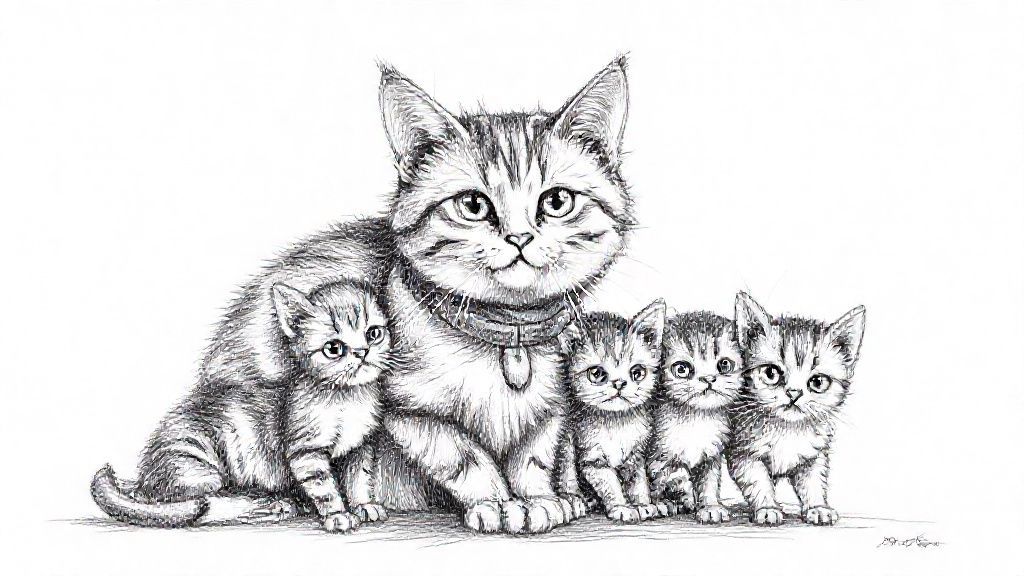 獸醫溫柔地檢查一隻可愛的貓咪，背景是明亮整潔的診所。