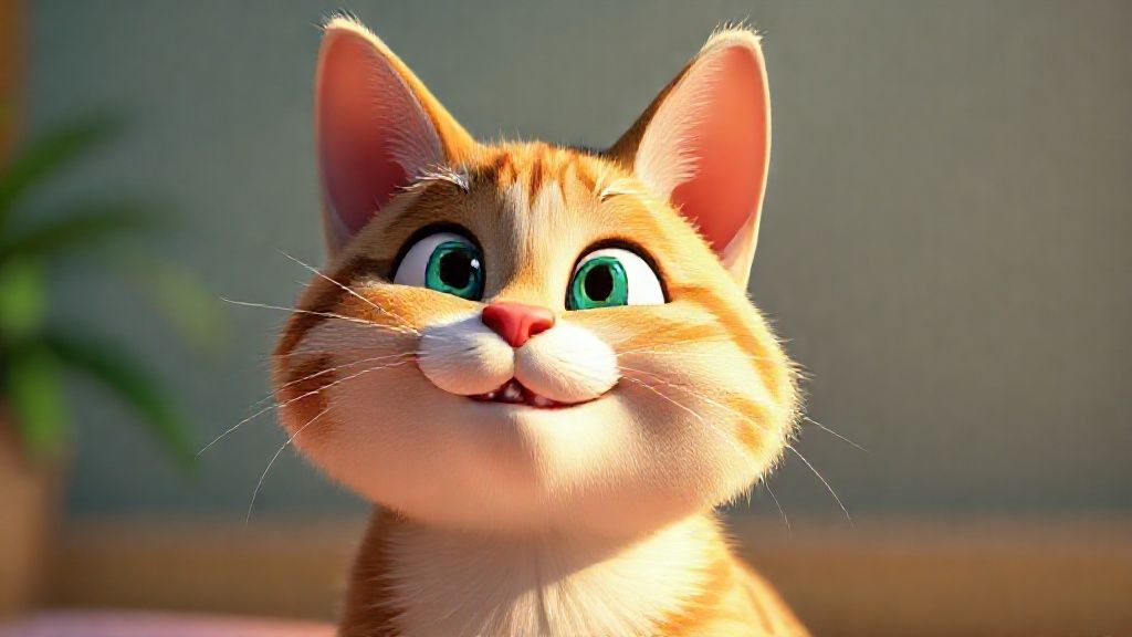 一隻銀髮老貓舒適地躺在柔軟的墊子上，陽光溫暖地灑在牠身上，背景模糊地呈現出一個溫馨的家庭環境，包含書架、植物和一個友善的家人背影。