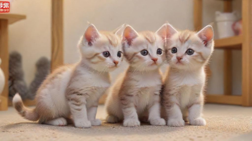 兩隻小貓互相依偎